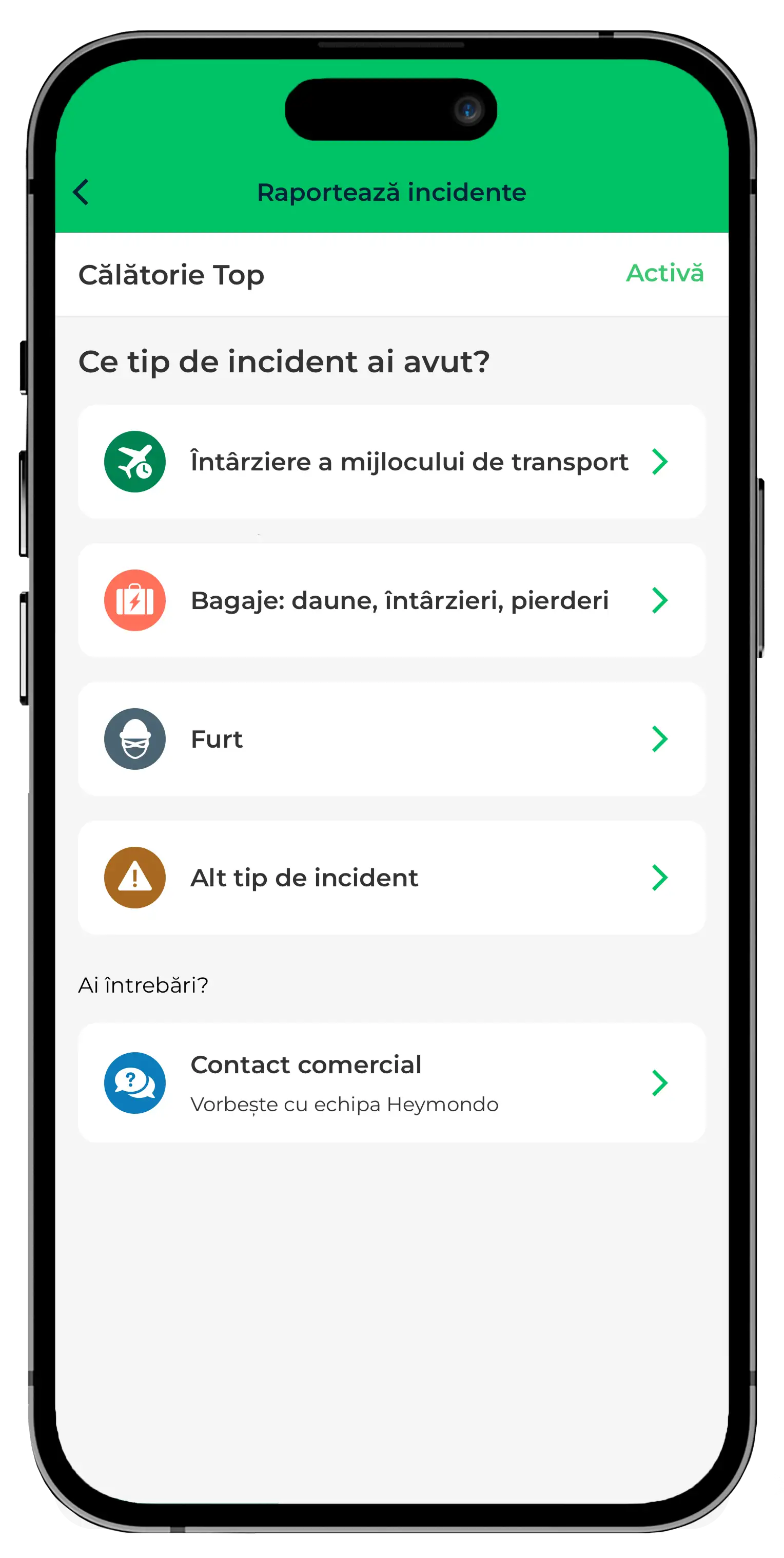 Aplicație pentru asigurarea de călătorie