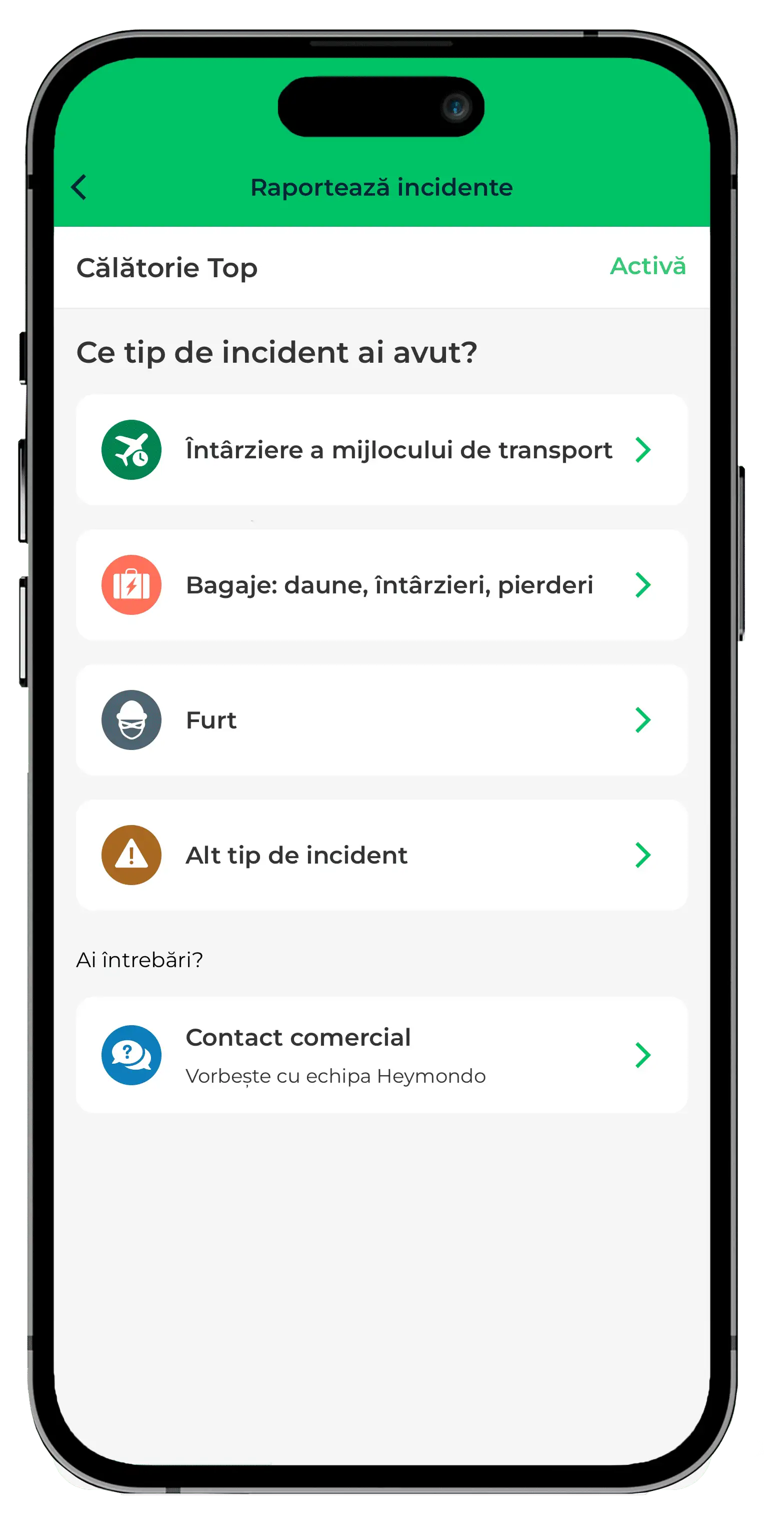 Aplicație pentru asigurarea de călătorie