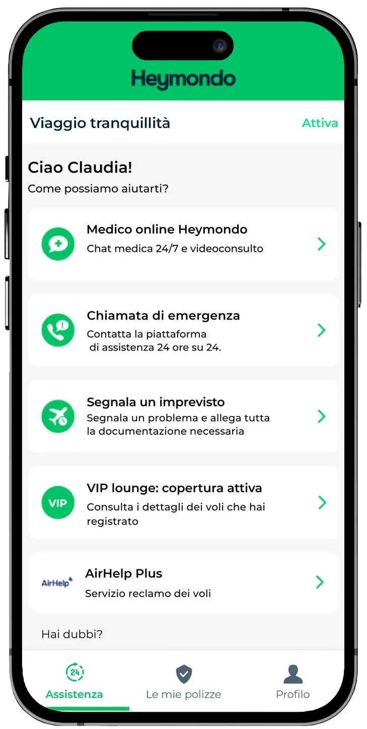 Assicurazione di viaggio app